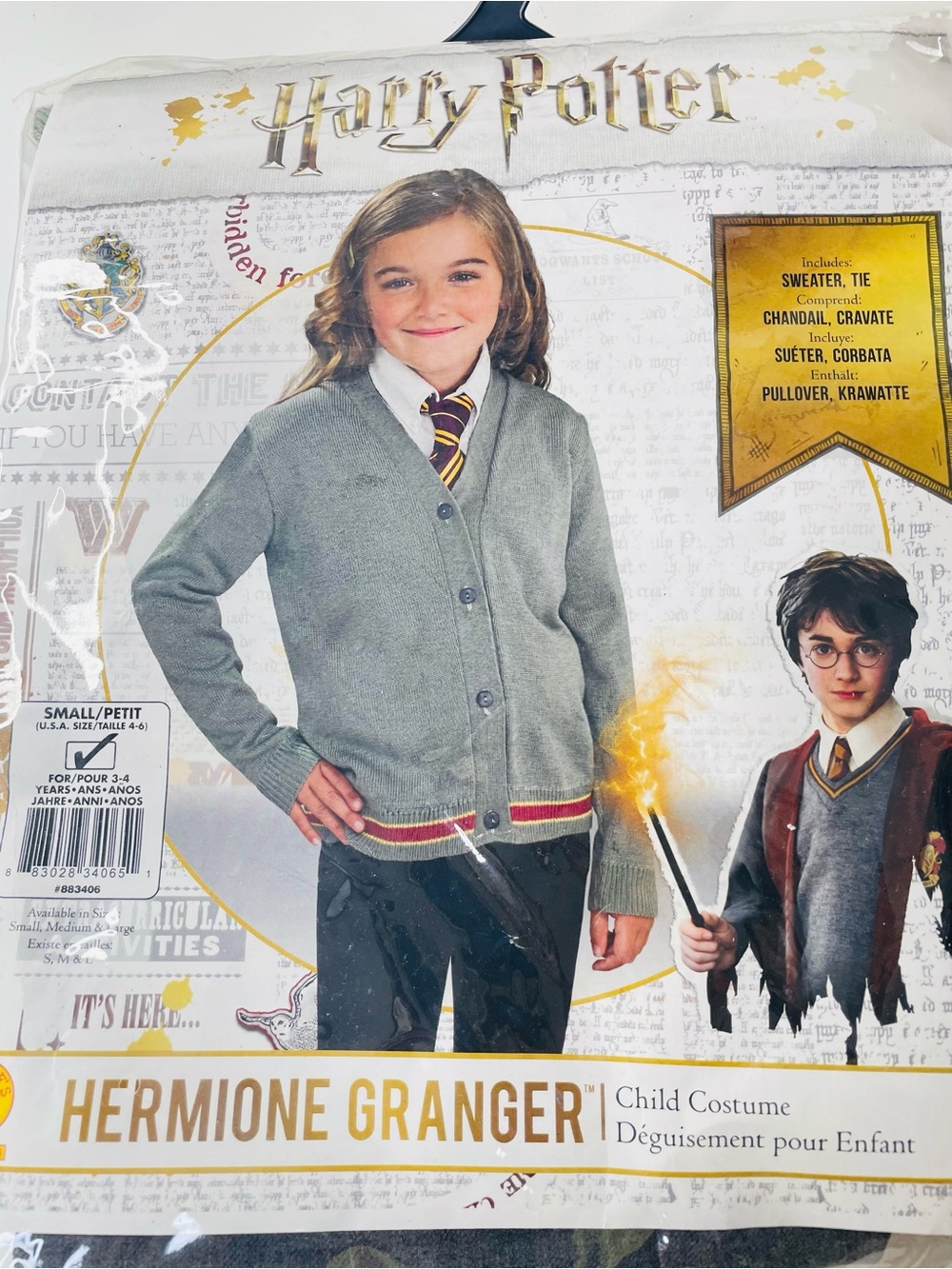 Warner Bros. Hermione Granger Kids Grey Sweater Costume with Tie And Skirt